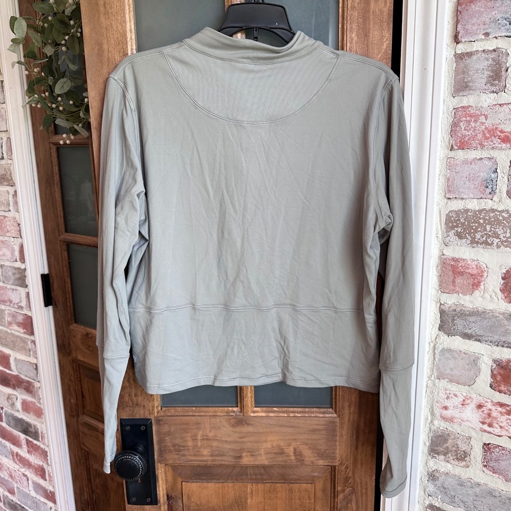 CRZ YOGA Quarter Zip Pullover Womens XL Sage Green Ribbed Thumbhole Activewear - Picture 2 of 10